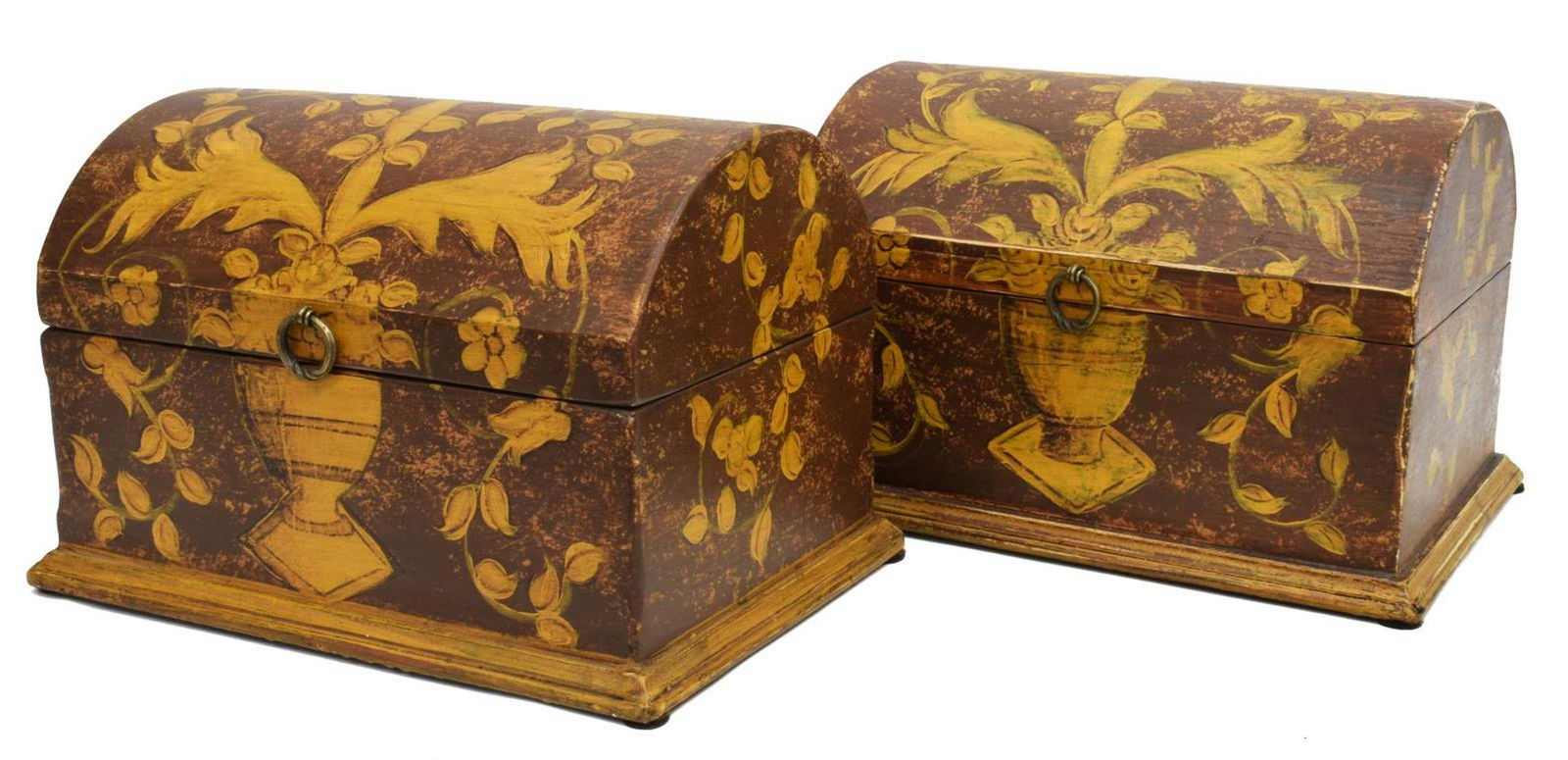 (2) DECORATIVE FLORAL PAINTED DOME TOP BOXES (1 of 5)