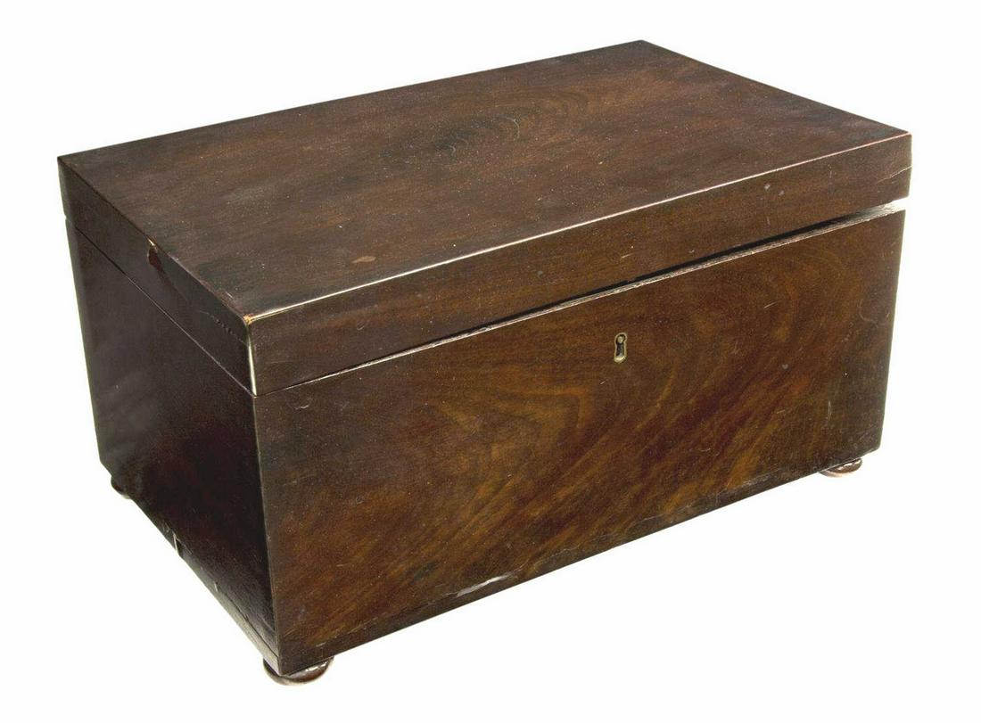 ENGLISH REGENCY STYLE MAHOGANY TEA CADDY (1 of 3)