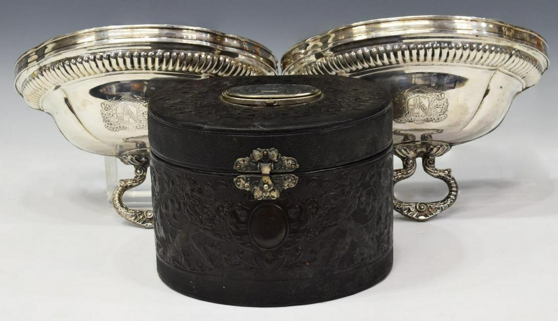 3) VICTORIAN COLLAR BOX & SILVERPLATE WALL POCKETS (1 of 6)