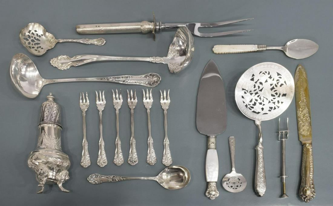 18) COLLECTION SILVER PLATE FLATWARE, SUGAR CASTER (1 of 4)