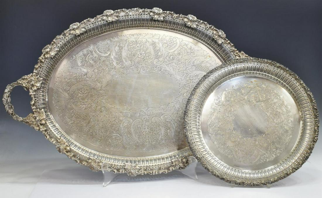 (2) LARGE SILVER PLATE SERVICE TRAYS, E.G. WEBSTER (1 of 5)