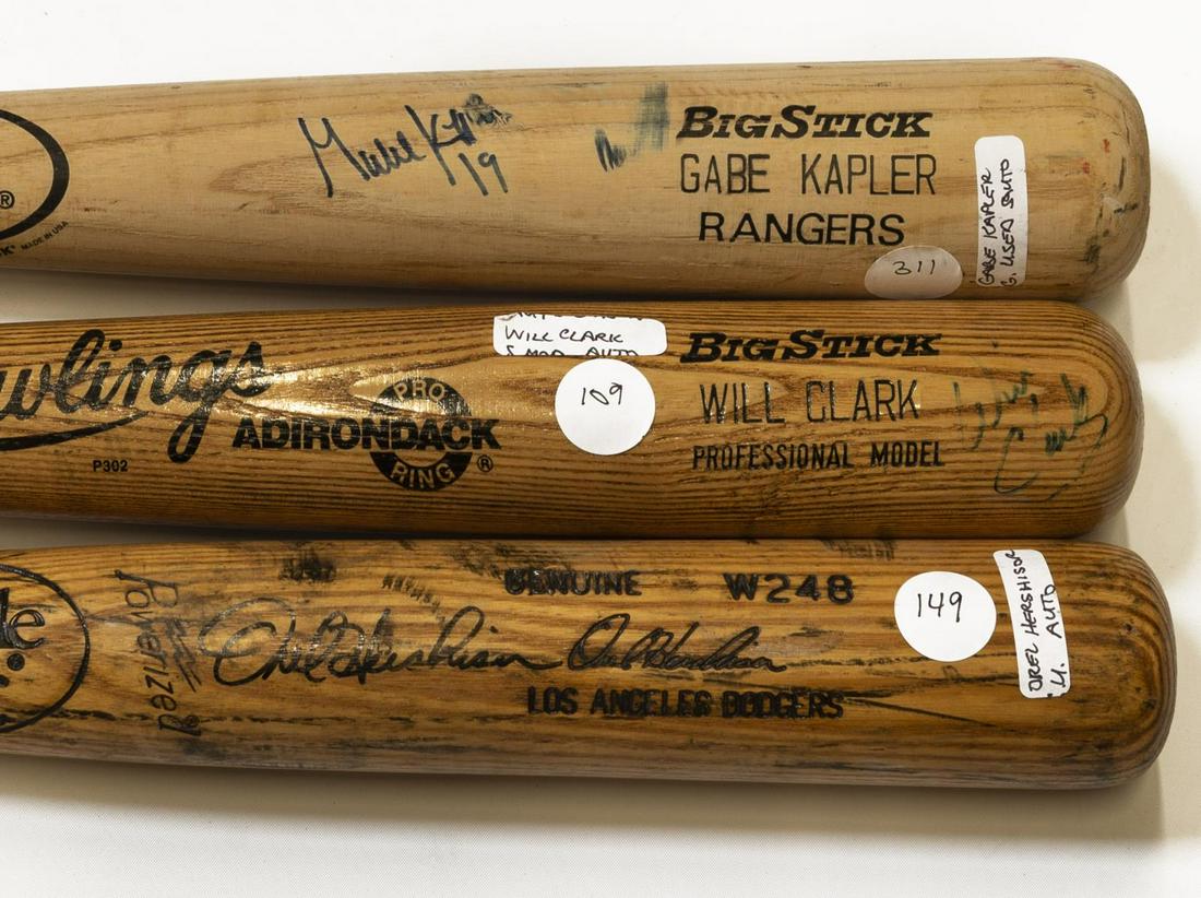 (3)AUTOGRAPHED BALL BATS, HERSHISER, CLARK, KAPLER (1 of 3)