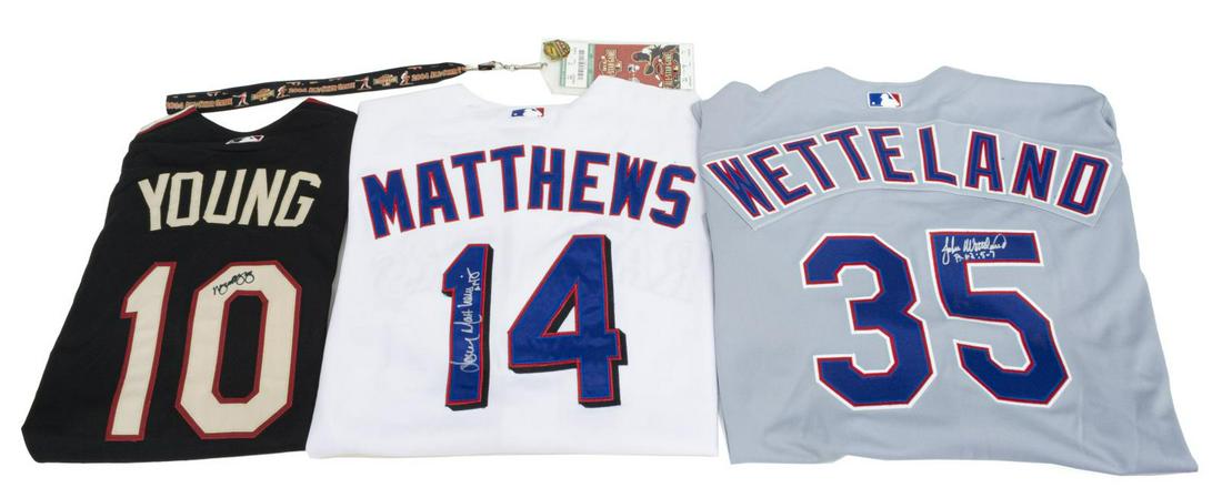(3) AUTOGRAPHED TEXAS RANGERS BASEBALL SHIRTS (1 of 1)