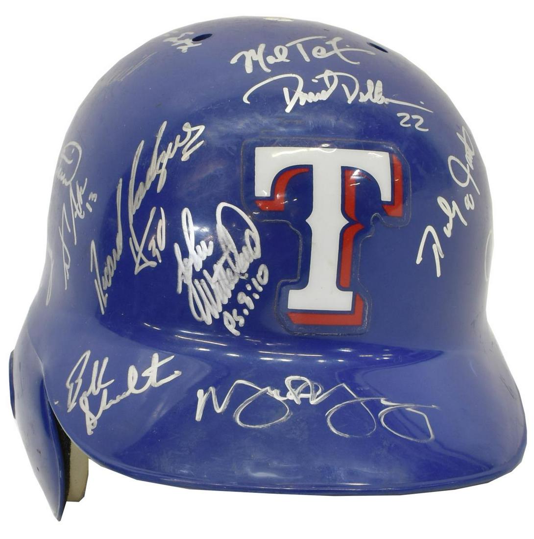 TEXAS RANGERS BASEBALL AUTOGRAPHED BATTING HELMET (1 of 4)