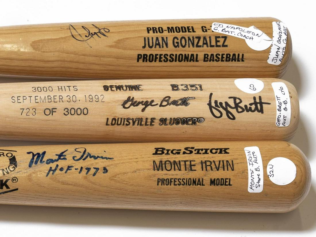 (3) AUTOGRAPHED BALL BATS, BRITT, IRVIN, GONZALEZ (1 of 3)