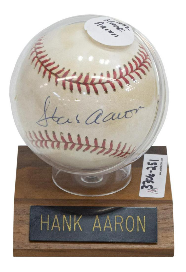 HANK AARON AUTOGRAPHED BASEBALL, JSA COA (1 of 2)