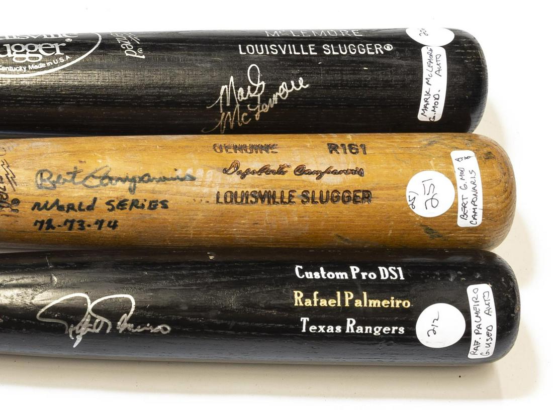 (3)AUTOGRAPHED BALL BATS, McLEMORE, PALMEIRO, BERT (1 of 3)