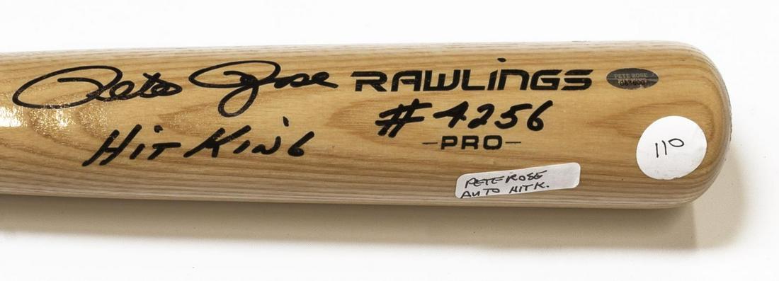 BAT SIGNED "PETE ROSE, HIT KING #4256" (1 of 3)