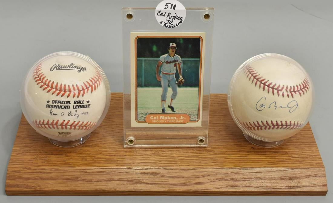 (3) CAL RIPKEN, JR, SIGNED BALL, FLEER ROOKIE CARD (1 of 1)