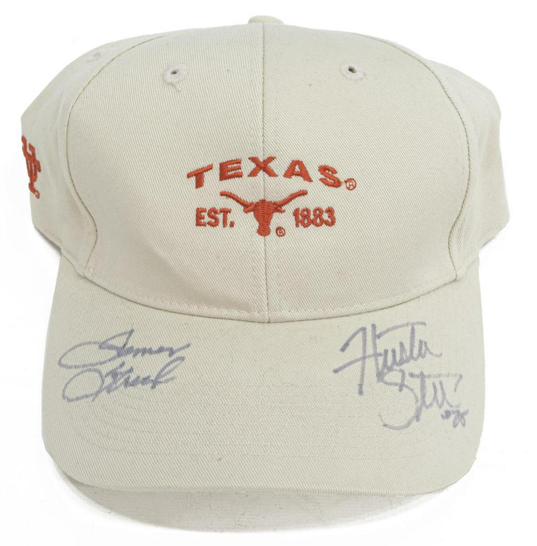 TEXAS LONGHORN SIGNED HAT, JAMES & HUSTON STREET (1 of 1)