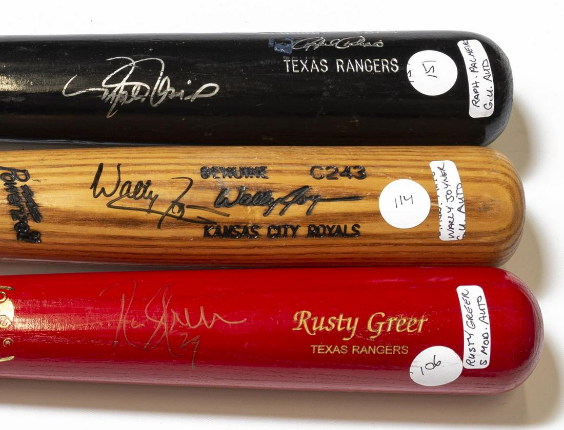 (3) AUTOGRAPHED BALL BATS, GREER, PALMIERO, JOYNER (1 of 3)