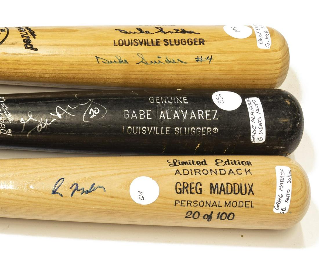 (3)AUTOGRAPHED BALL BATS, SNIDER, MADDUX, ALAVAREZ (1 of 3)