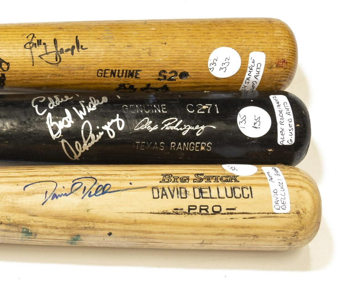 (3) AUTOGRAPHED BALL BATS, RODRIGUEZ, DELLUCCI + (1 of 3)
