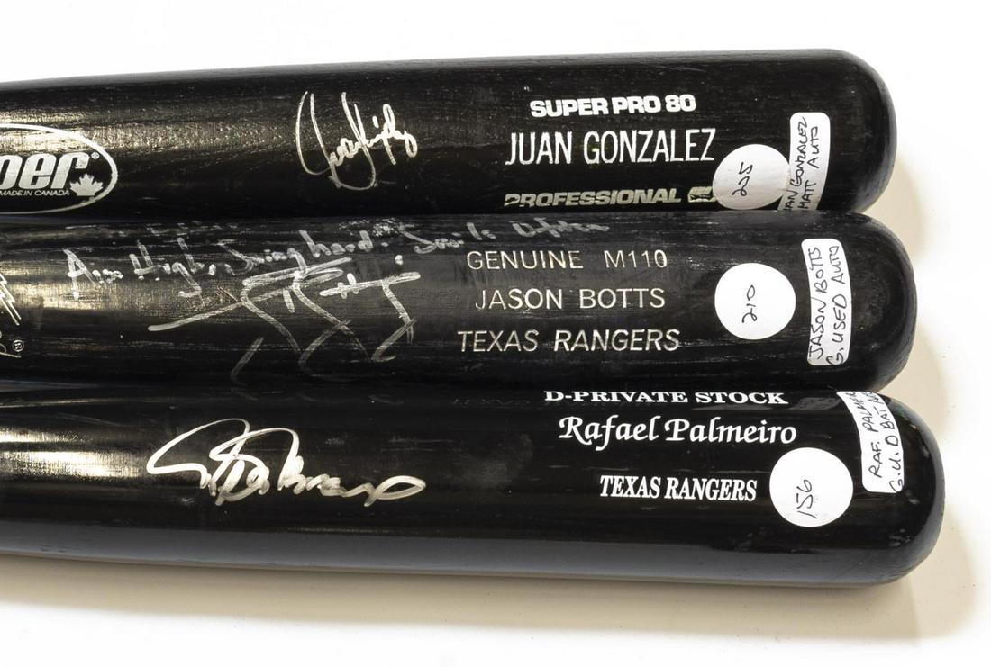 3)AUTOGRAPHED BALL BATS, GONZALEZ, BOTTS, PALMEIRO (1 of 3)