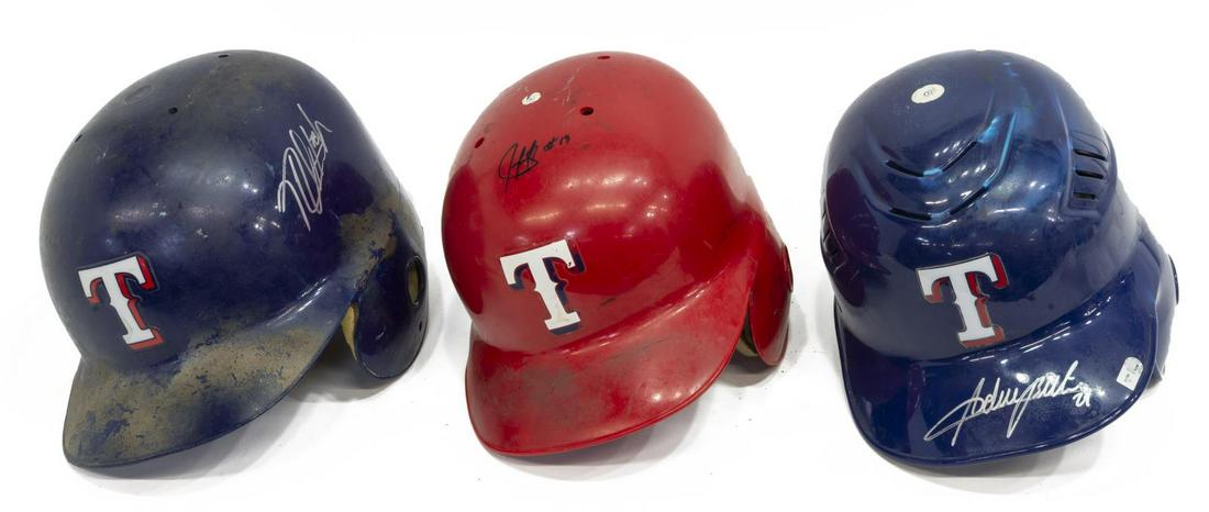 (3) TEXAS RANGERS AUTOGRAPHED BASEBALL HELMETS (1 of 15)