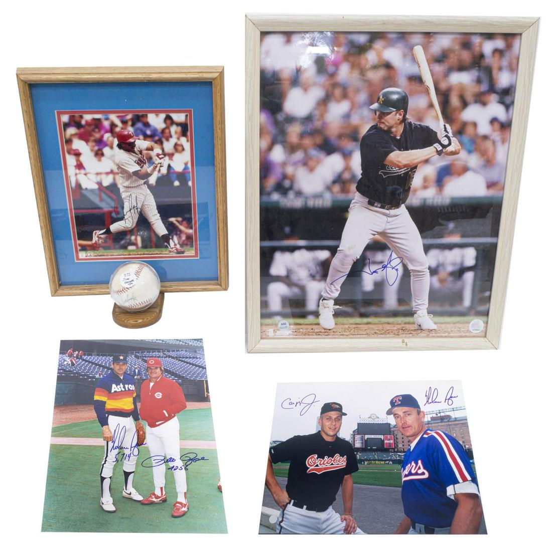 (4) PHOTO AUTOGRAPHS, RYAN, RIPKEN, ROSE, GIAMBI (1 of 1)