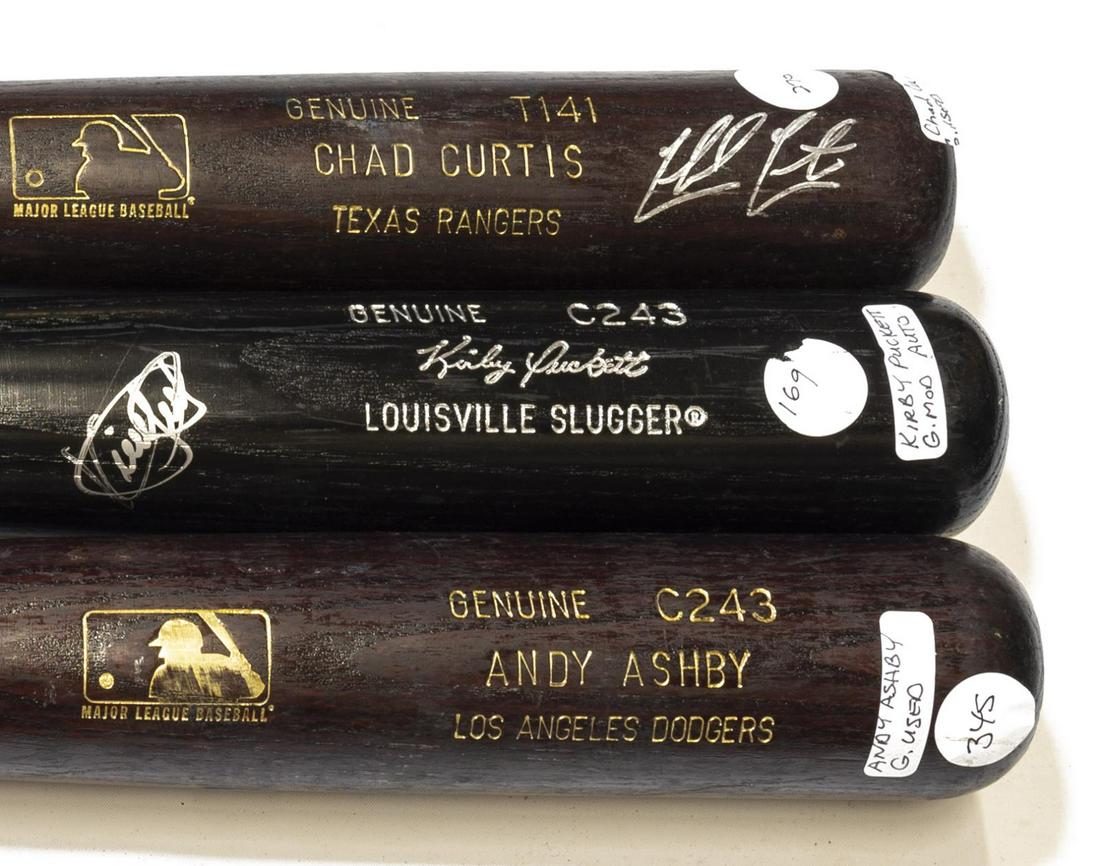 (3) AUTOGRAPHED BALL BATS, PUCKETT, ASHBY, CURTIS (1 of 2)