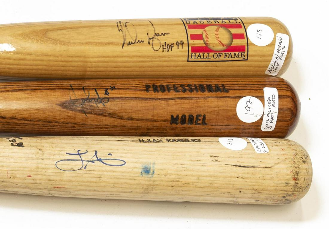 (3) AUTOGRAPHED BALL BATS, N. RYAN, ALICEA, NIX (1 of 3)