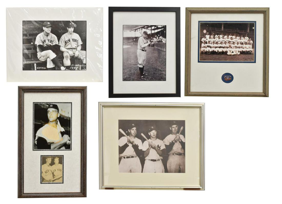 (5) VINTAGE BASEBALL IMAGES, GEHRIG, RUTH, MANTLE (1 of 6)