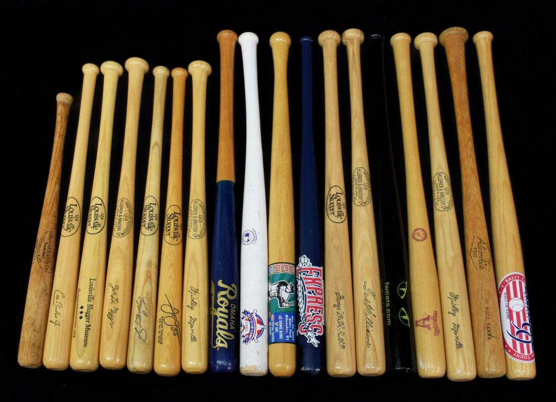 (18) MINIATURE BASEBALL BATS, TEAMS & PLAYERS (1 of 3)