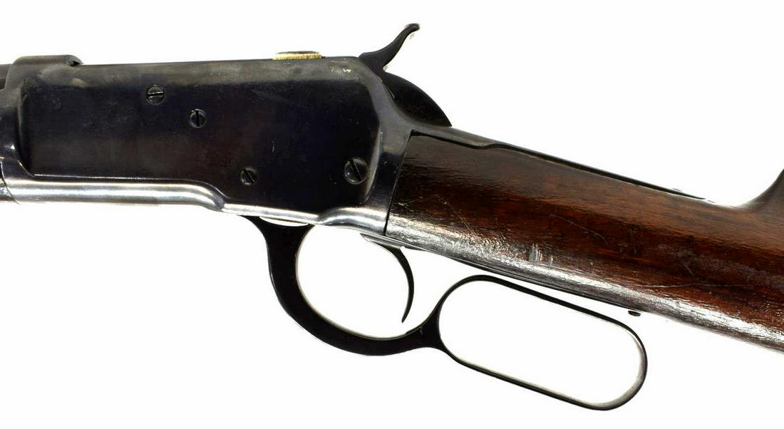 ANTIQUE WINCHESTER 1892 LEVER ACTION RIFLE, 38.40: Winchester Model 1892 rifle, .38WCF caliber (38.40), lever action, tubular magazine, 24" octagonal barrel with buckhorn sight, marked at the barrel top "Manufactured By The, Winchester Repeating Arms 