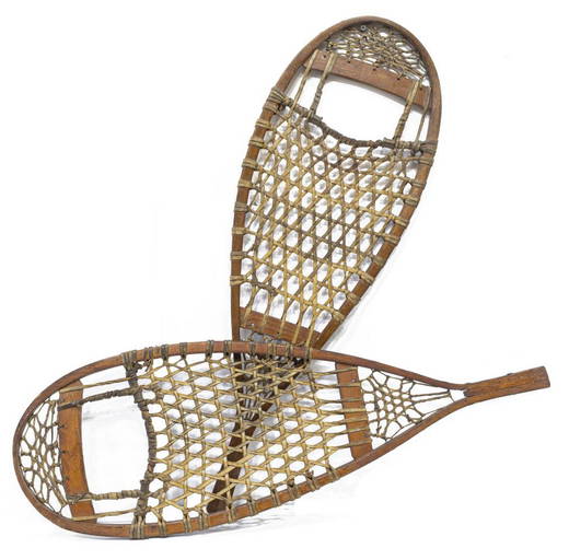 (pr) Antique Hardwood & Rawhide Snowshoes
