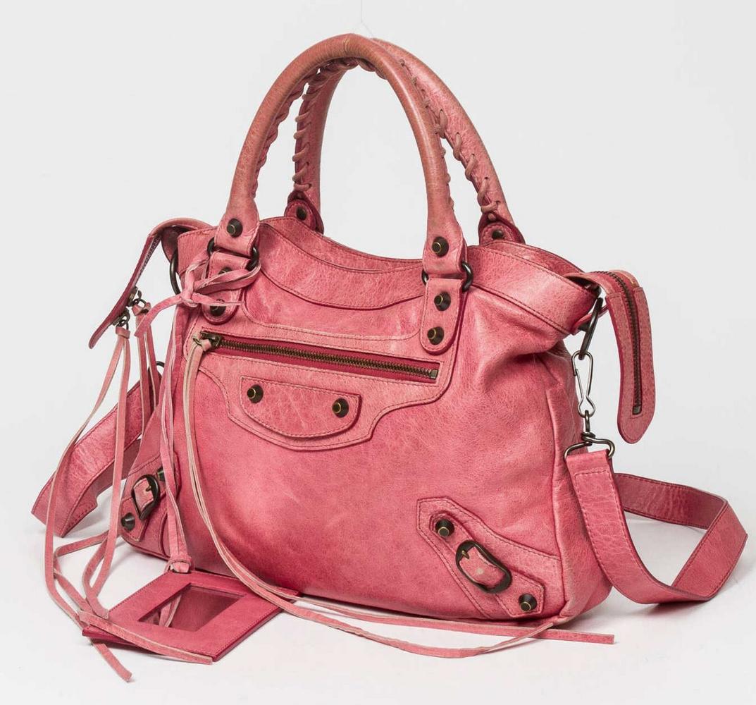 BALENCIAGA 'MOTOCROSS TOWN' PINK HANDBAG (1 of 5)