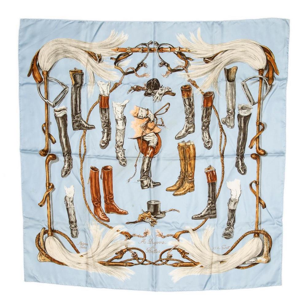 HERMES SILK TWILL SCARF, 'A PROPOS DE BOTTES' (1 of 2)