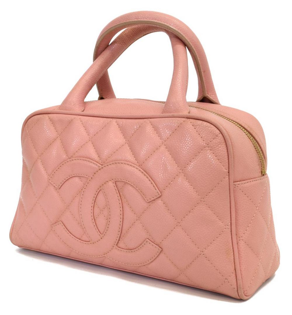 CHANEL 'BOSTON' QUILTED PINK LEATHER HANDBAG (1 of 6)