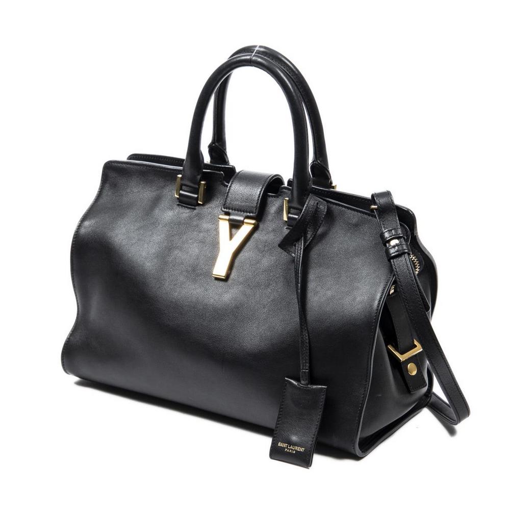 YVES ST. LAURENT 'CHYC PM' BLACK LEATHER HANDBAG (1 of 7)