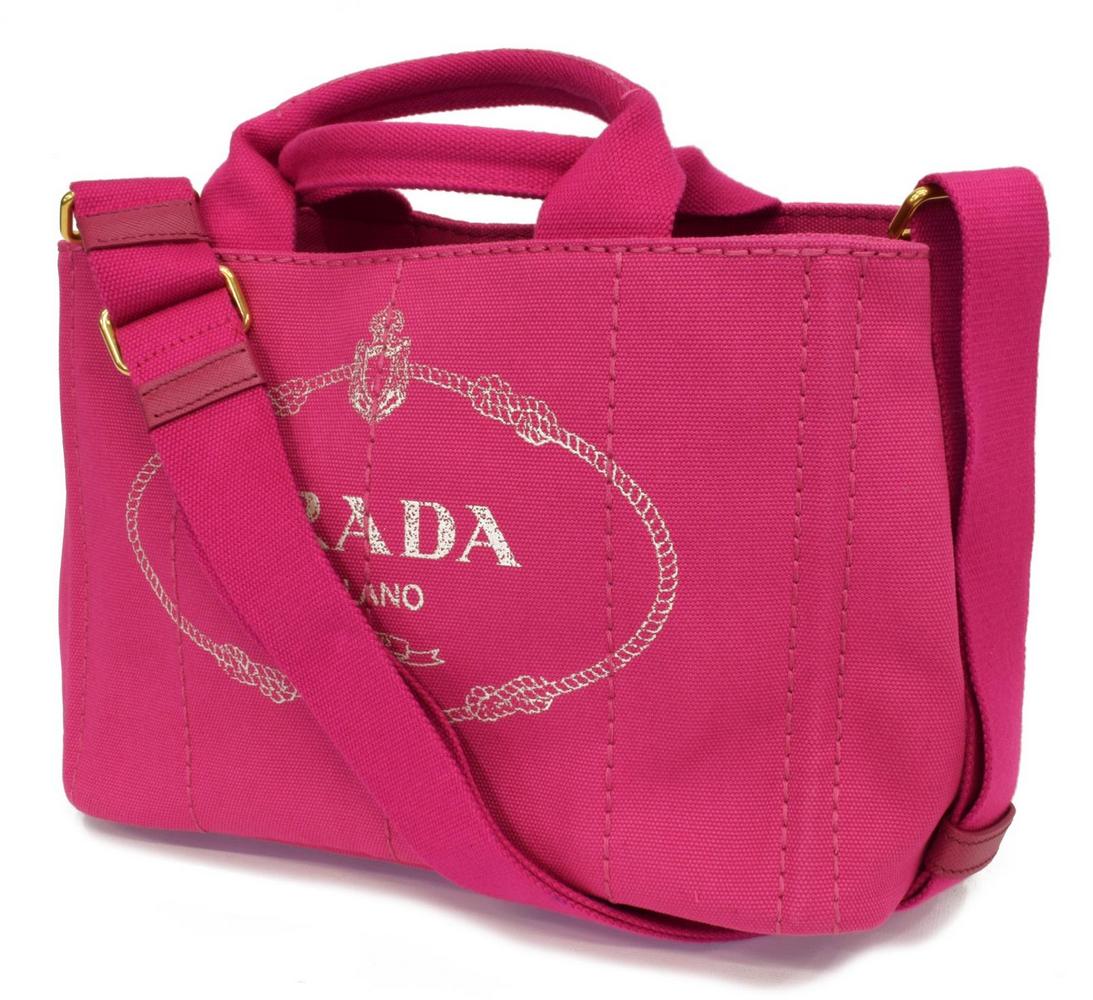 PRADA "SHOPPING" PINK CANAPA CANVAS TOTE (1 of 6)
