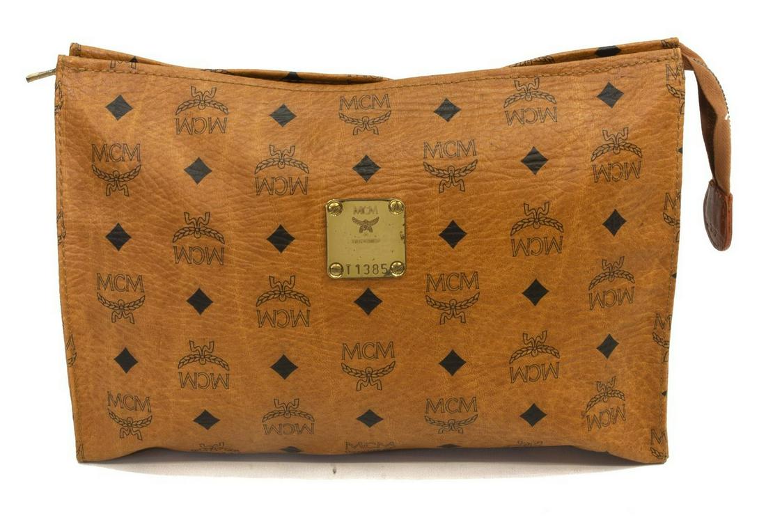 MCM COGNAC & BLACK VISETOS CANVAS TOILETRY POUCH (1 of 4)
