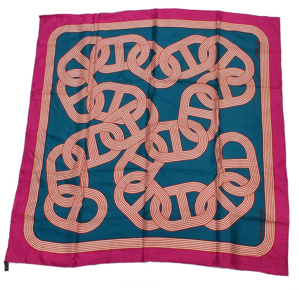 HERMES SILK TWILL SCARF, 'CIRCUIT 24 FAUBOURG' (1 of 2)