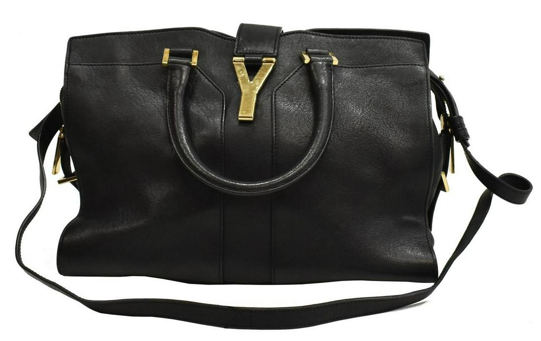 YVES ST. LAURENT 'Y LINE TOTE' BLACK LEATHER BAG (1 of 4)