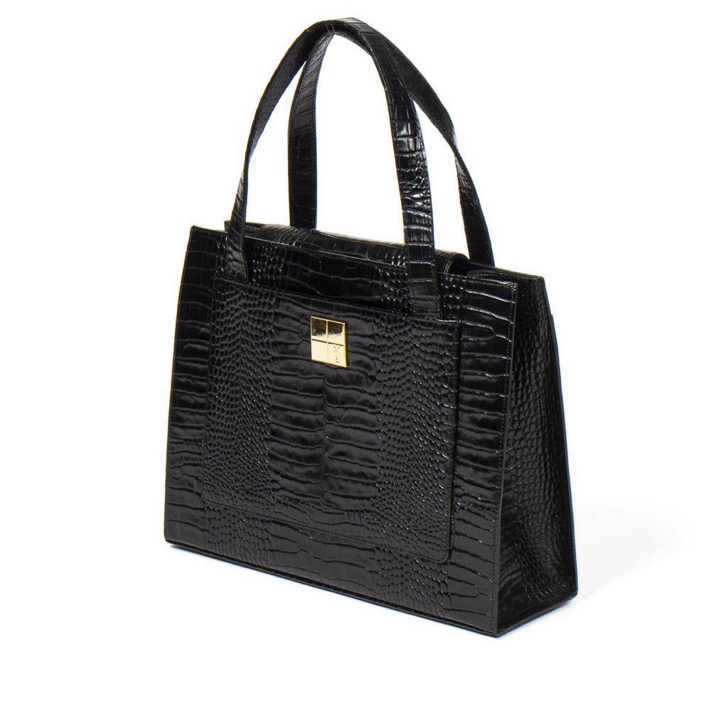 YVES ST. LAURENT CROCODILE-STYLE LEATHER HANDBAG (1 of 7)
