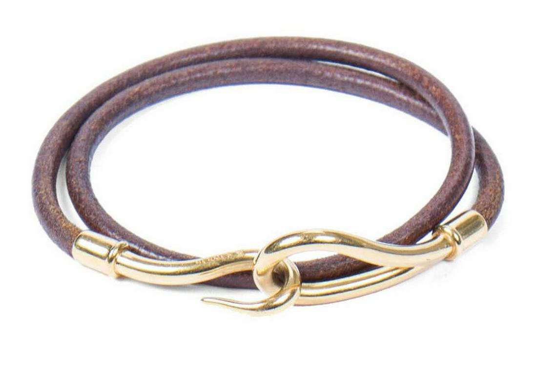 HERMES 'JUMBO DOUBLE TOU' LEATHER BRACELET (1 of 2)