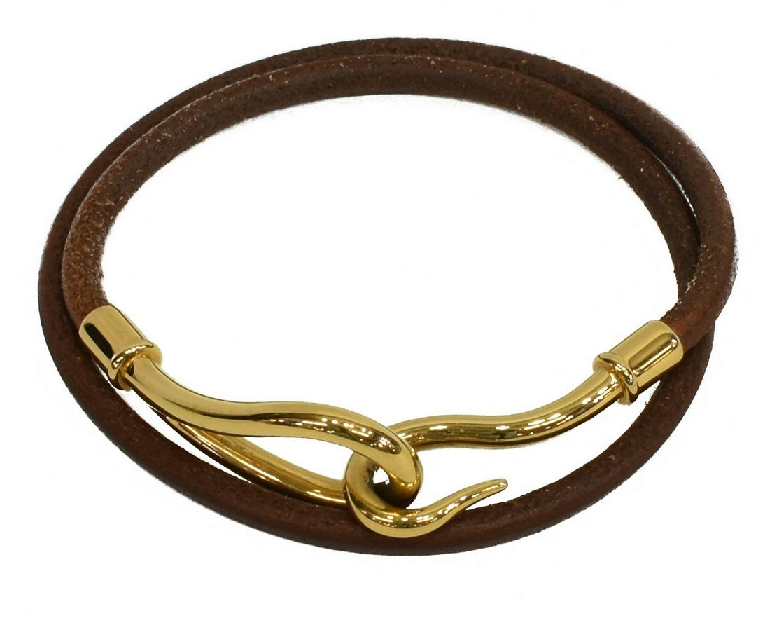 HERMES 'JUMBO DOUBLE TOUR' BROWN LEATHER BRACELET (1 of 3)