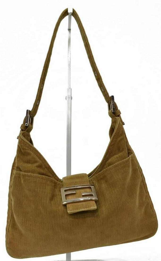 FENDI BROWN CORDUROY SHOULDER BAG (1 of 4)