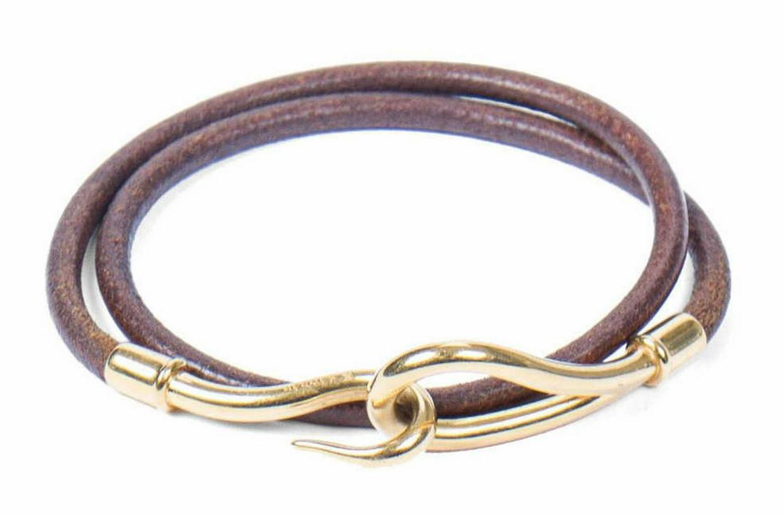 HERMES 'JUMBO DOUBLE TOUR' LEATHER BRACELET (1 of 2)