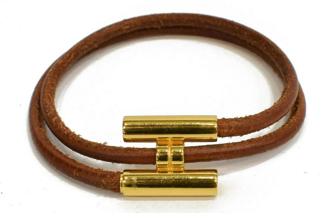 HERMES 'TOURNIS TRESSE' LEATHER CORD BRACELET (1 of 3)