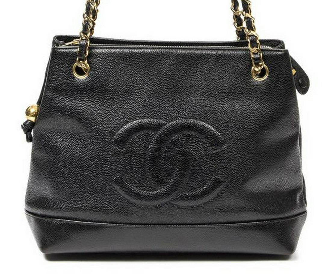 CHANEL BLACK CAVIAR LEATHER SHOULDER TOTE BAG (1 of 7)