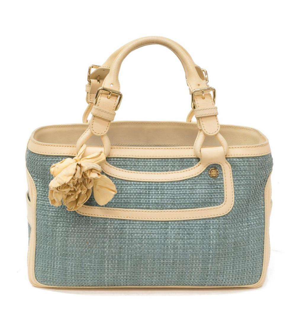 CELINE 'BOOGIE BAG' WOVEN CANVAS FLOWER CHARM (1 of 5)