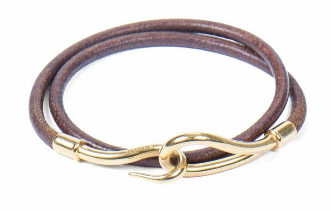 HERMES 'JUMBO DOUBLE TOUR' LEATHER BRACELET (1 of 2)