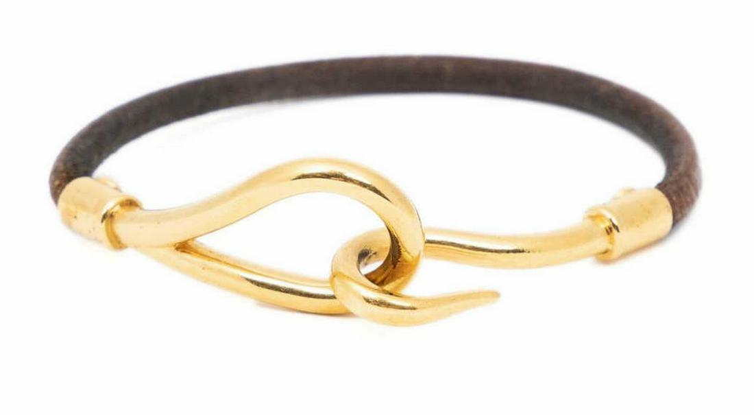 HERMES 'JUMBO' BROWN LEATHER BRACELET (1 of 2)