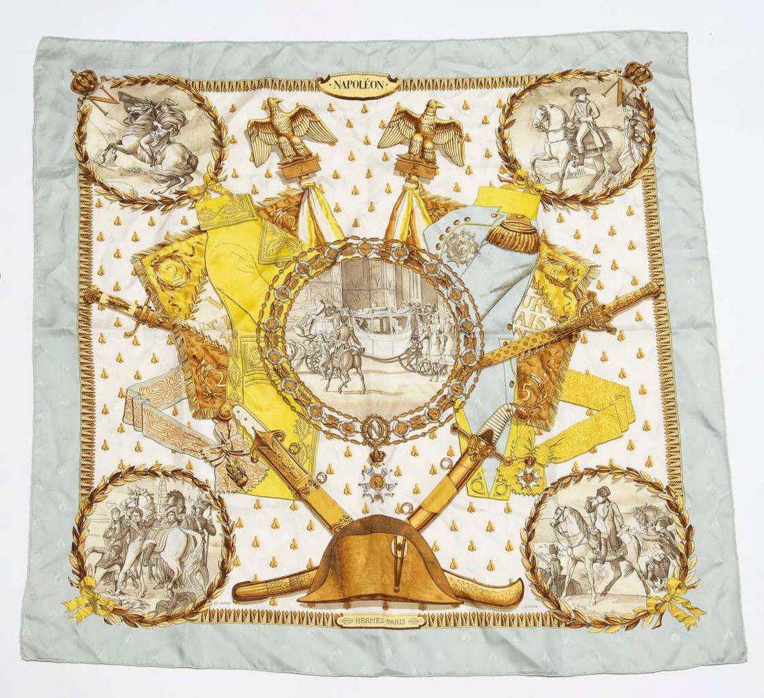 HERMES SILK TWILL SCARF, 'NAPOLEON' PATTERN (1 of 2)