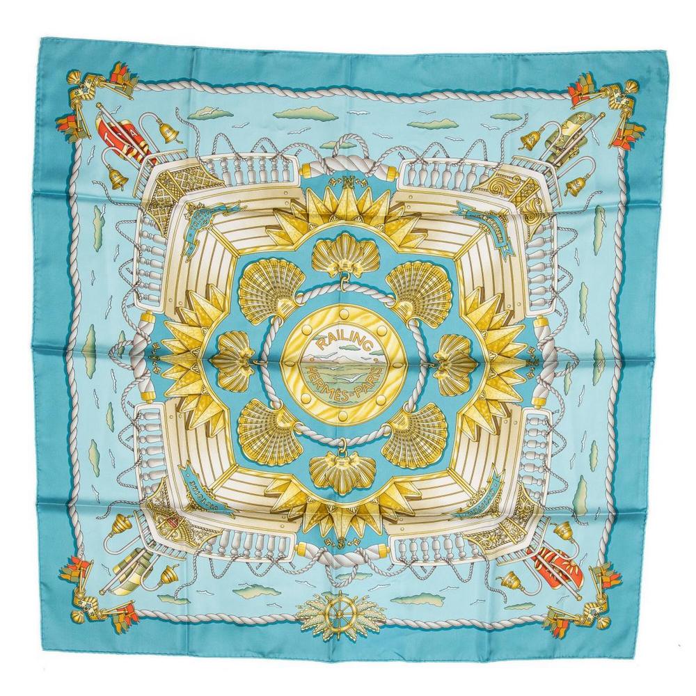 HERMES SILK TWILL SCARF, 'RAILING' PATTERN (1 of 2)