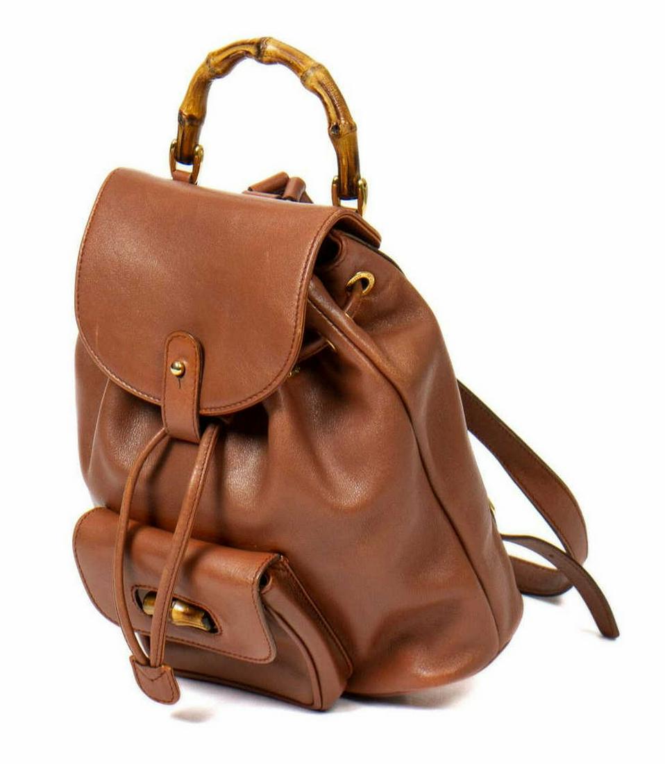 GUCCI 'BAMBOO PM' LEATHER HANDLED BACKPACK (1 of 7)