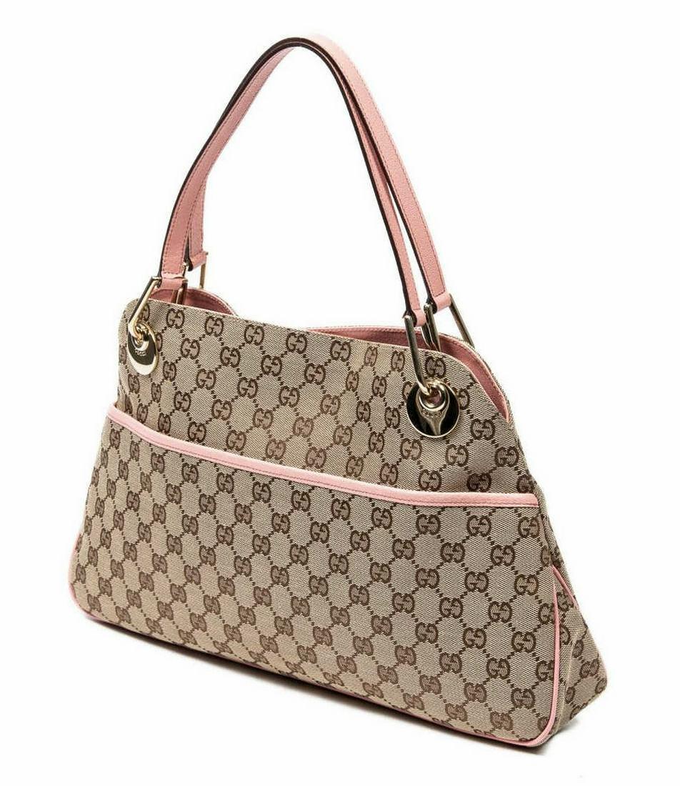 GUCCI 'ECLIPSE' BEIGE MONOGRAM CANVAS HANDBAG (1 of 7)