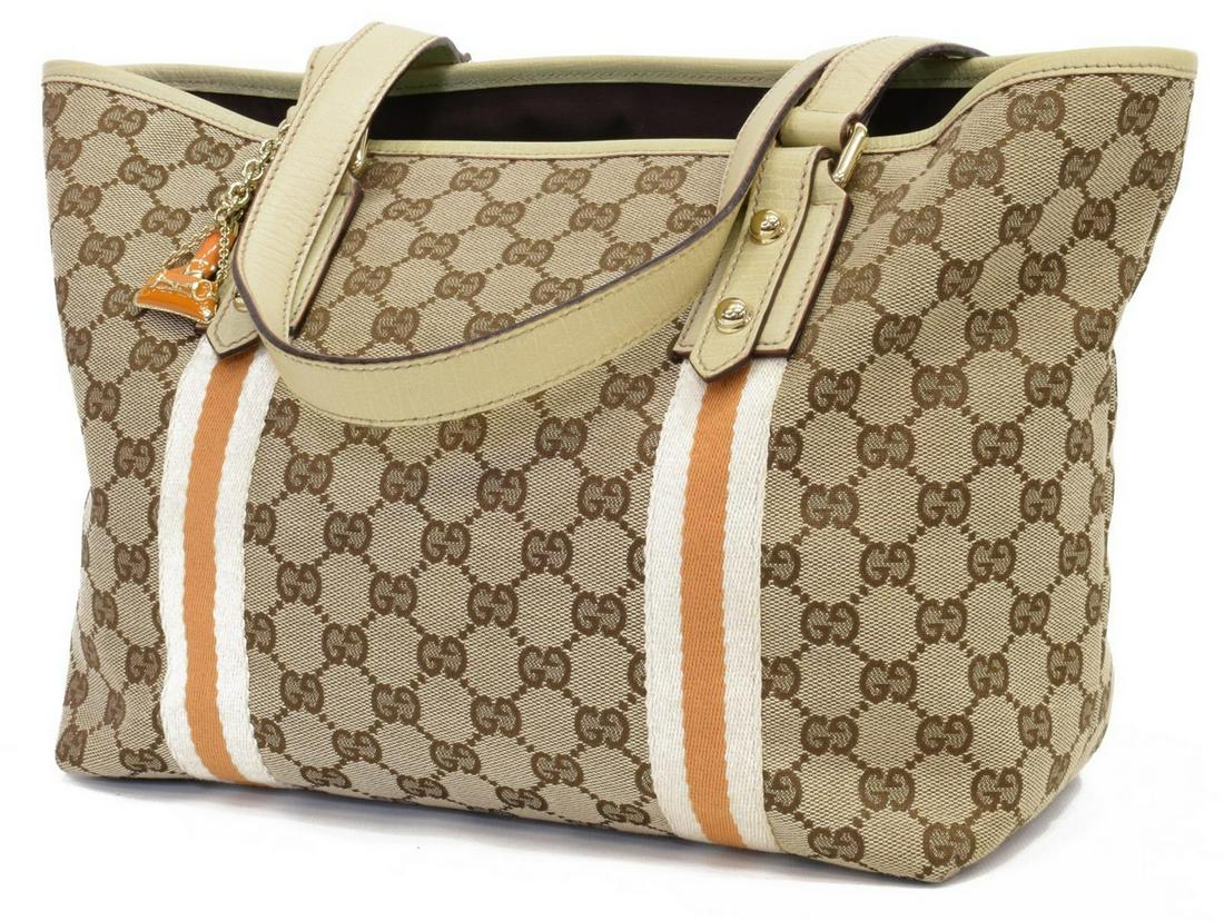 GUCCI 'JOLICOEUR' TAN & BROWN GG CANVAS TOTE BAG (1 of 6)