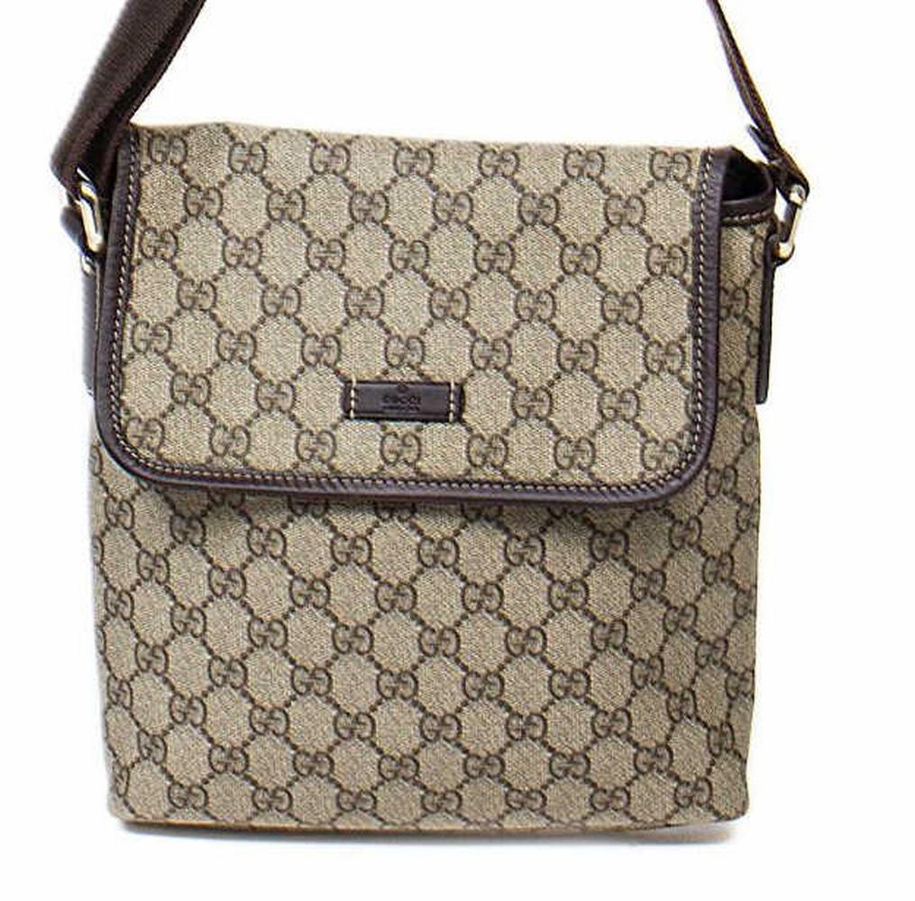 GUCCI 'MESSENGER' BEIGE MONOGRAM CROSSBODY BAG (1 of 7)